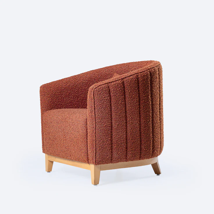 Flutes Lounge Chair - Fully Upholstered - Beech Wooden Legs 0