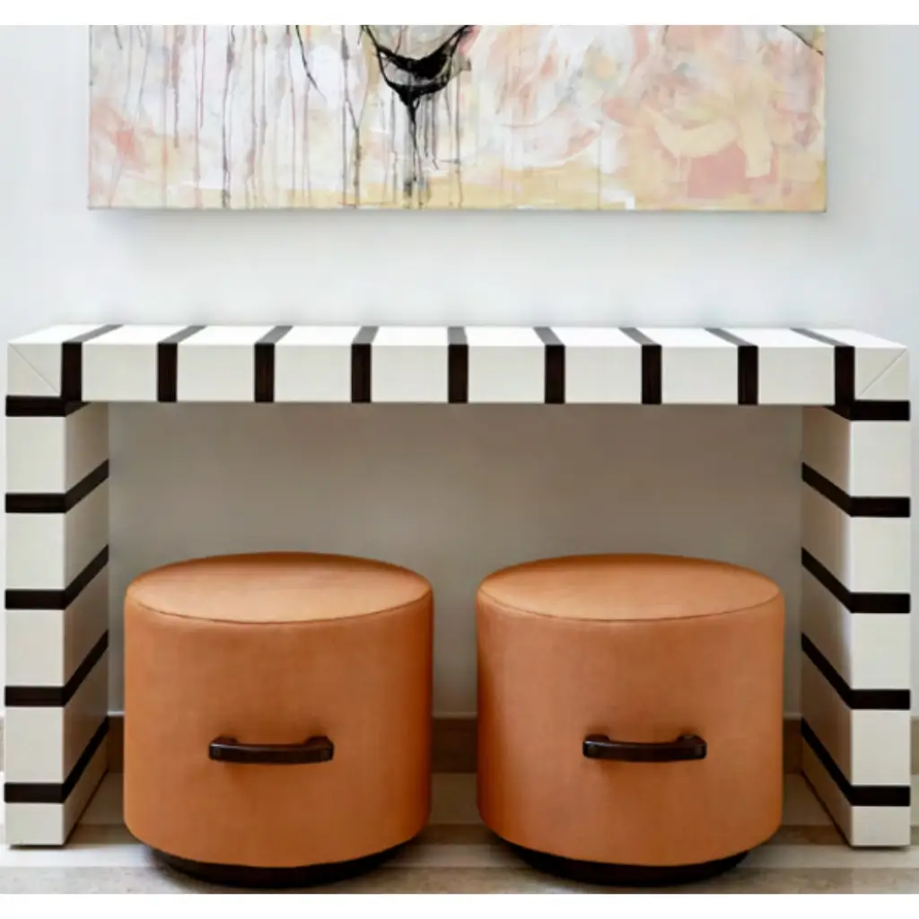 Tux Console – Striped Veneer with Hidden Drawers 1