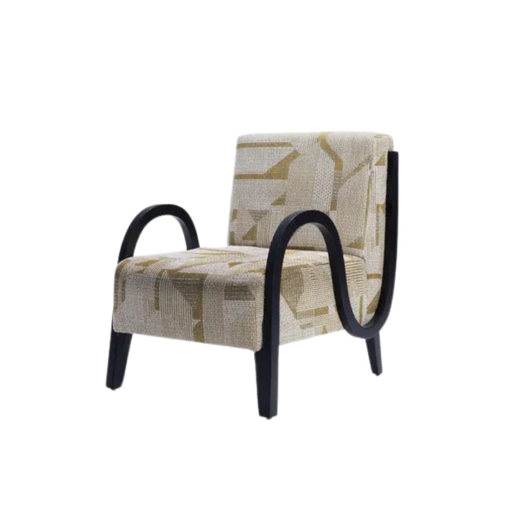 S Upholstered Armchair With Curved Beech Wood Frame 1