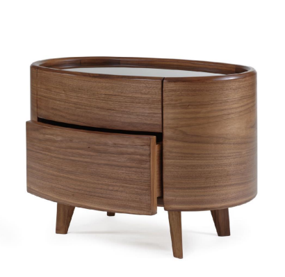 Orlando Nightstand - Natural Wood - Round Design 1