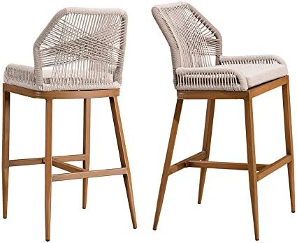 2 High Beech Wood Bar Chairs 0