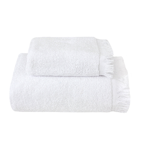 Frost White Fringe Bath Towel Set 1
