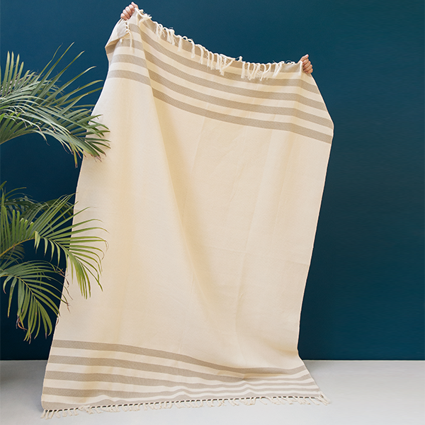 Beige Stripe Throw 1