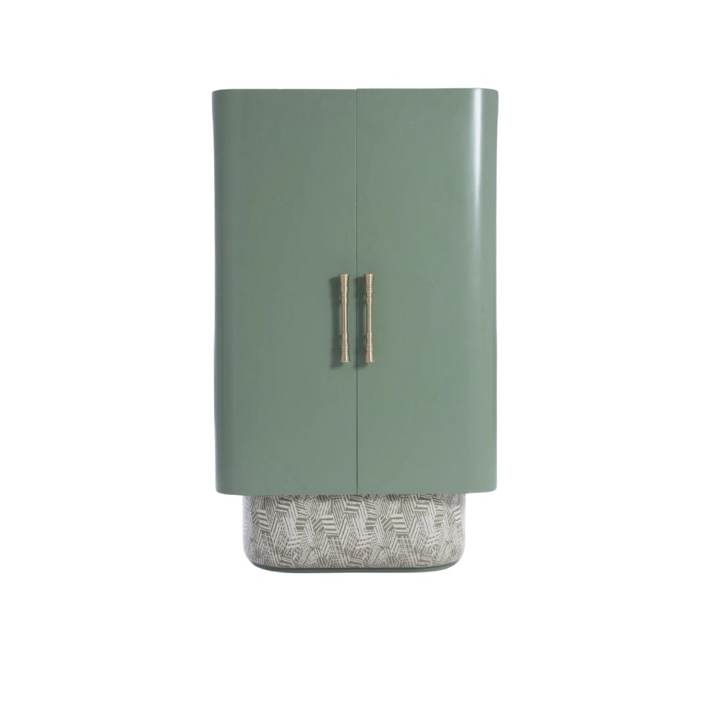 Cleo Bar Cabinet - Lacquered Beech Wood with Brass Handles 0
