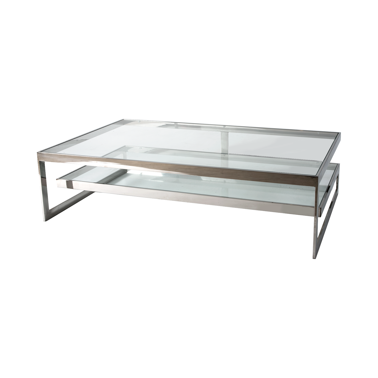 Here And There Coffee Table - Stainless Frame - Glass Top 0