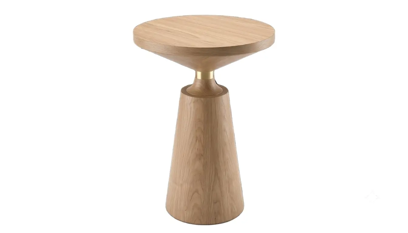 Nicole Side Table - Wooden Veneer With Brass Connection