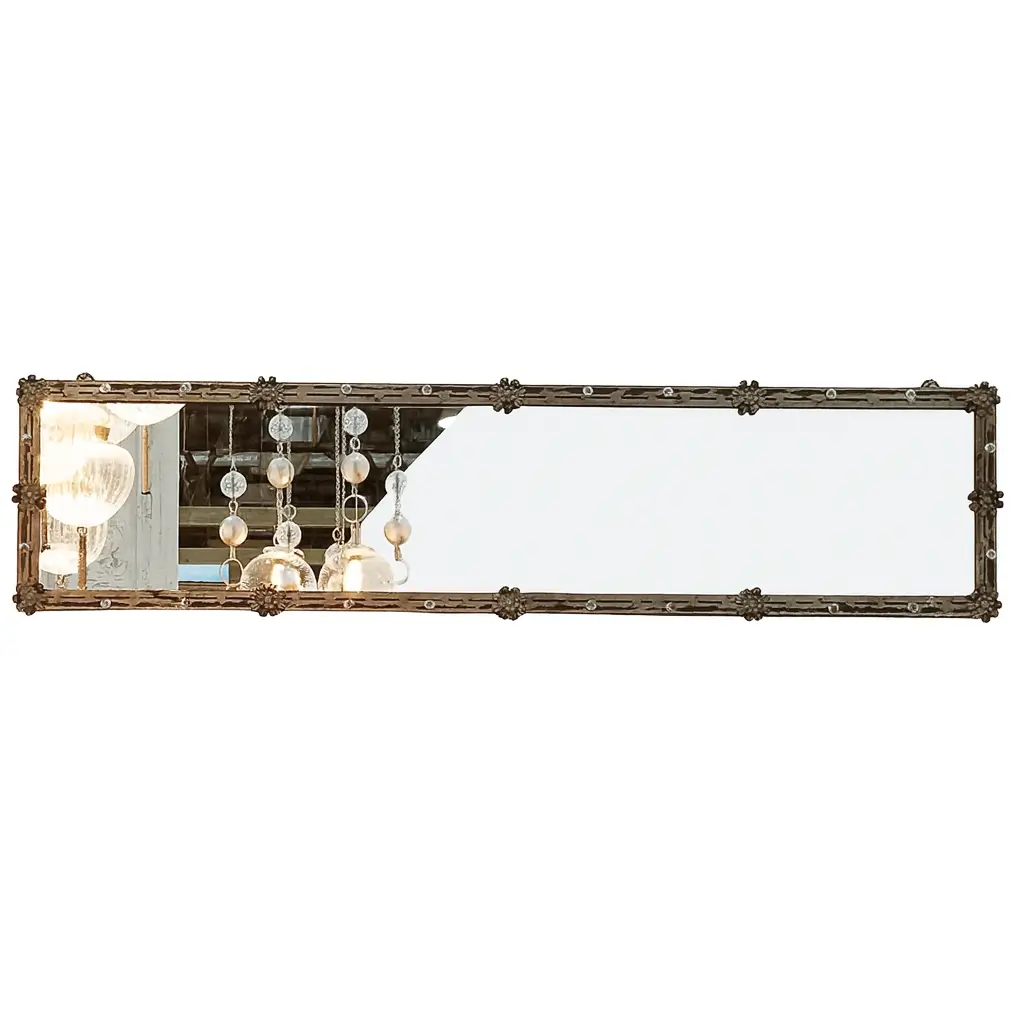Rectangular Metal Mirror with Flower Joints 0