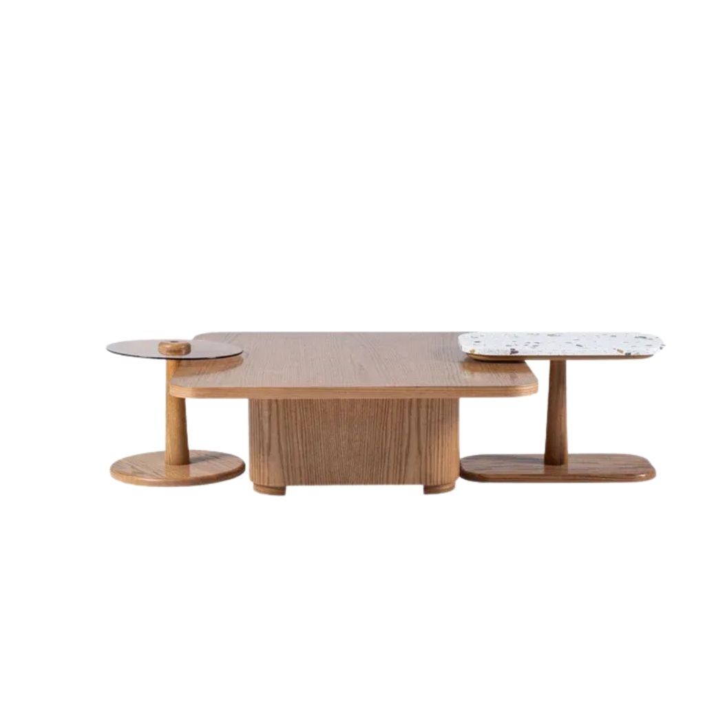 Panna Cotta Coffee Table – Oak, Terrazzo & Glass Mix 0