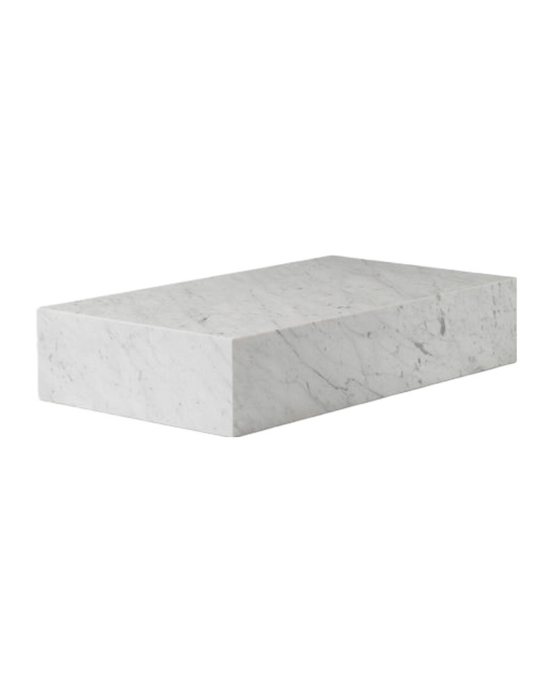 PLINTH Coffee Table - Carrara Marble - With 8 Hidden Wheels 0