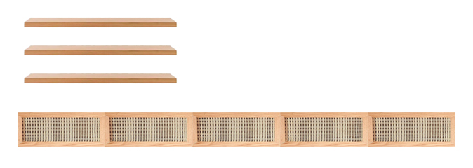 Modern Oak TV Unit With Cane Panels and Floating Shelves 1