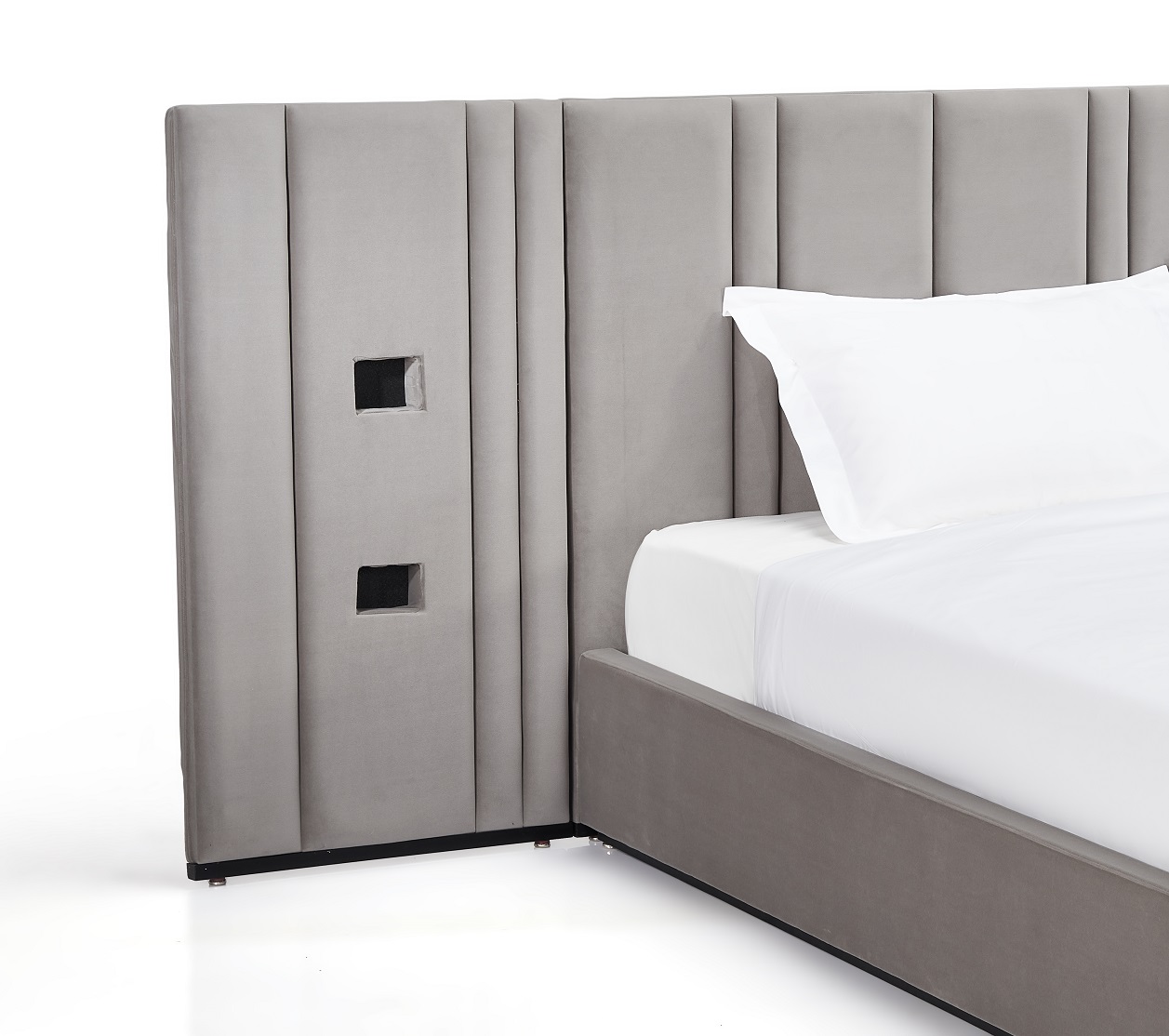 Paneled UpHolstered Headboard Bed 2