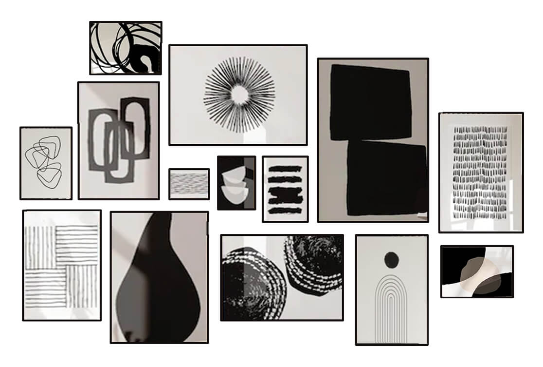 Monochrome Abstract Art (Set of 14) 0