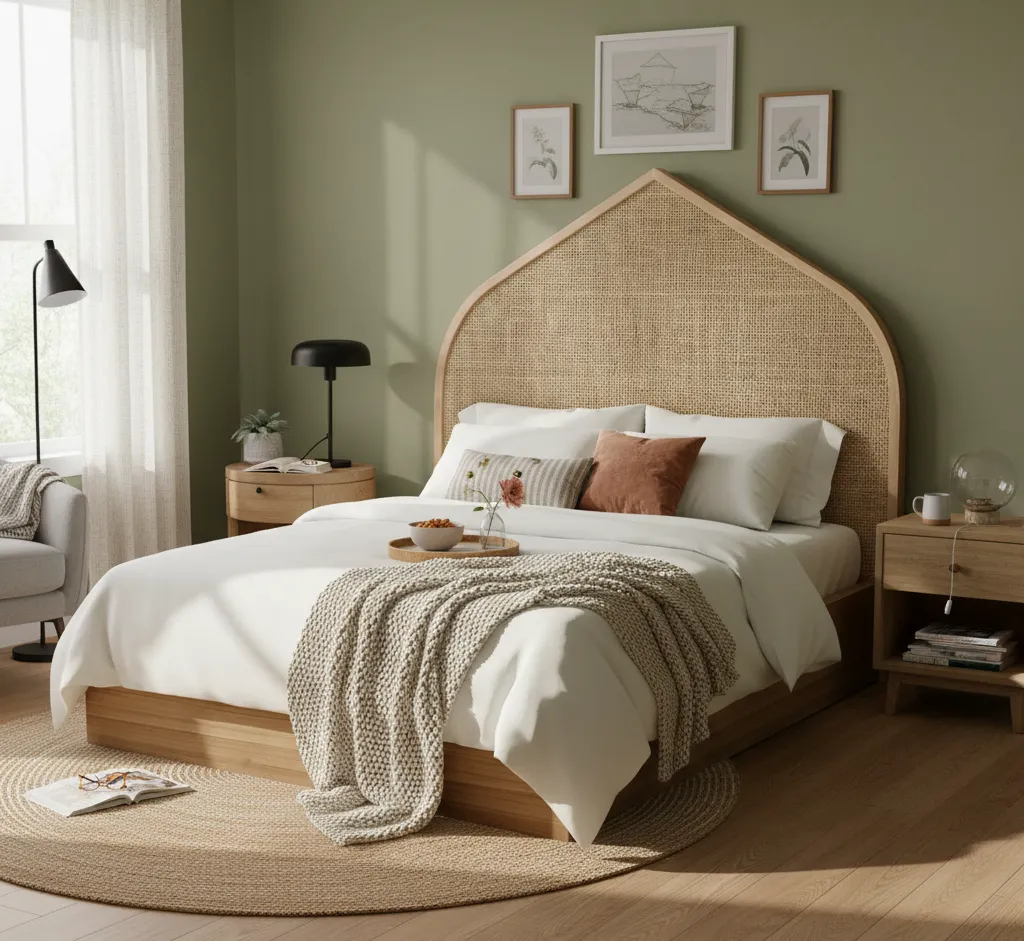 Rattan Keel Bed and Headboard 1
