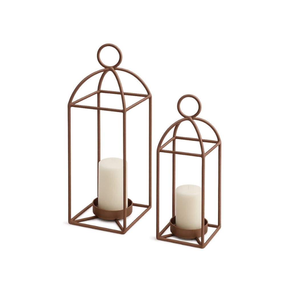 SteelNest Lanterns | Medium 14L x 14 W x 46 H cm | Golden Rose 0