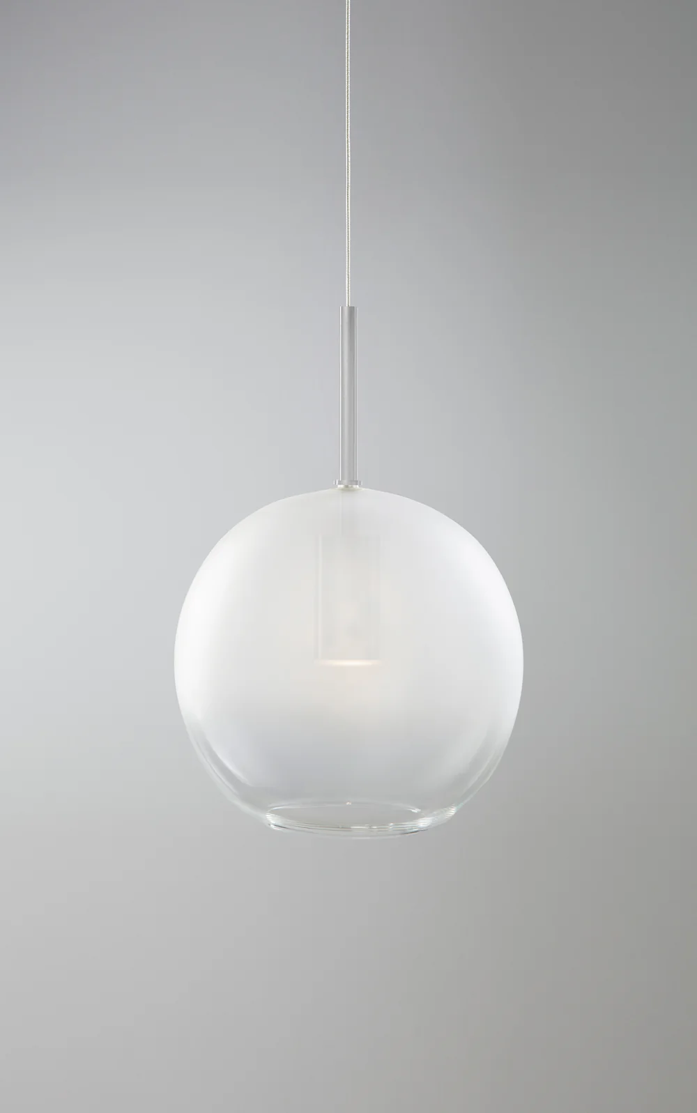 Blow Frosted Suspension - Downlight - Large - Silver 0