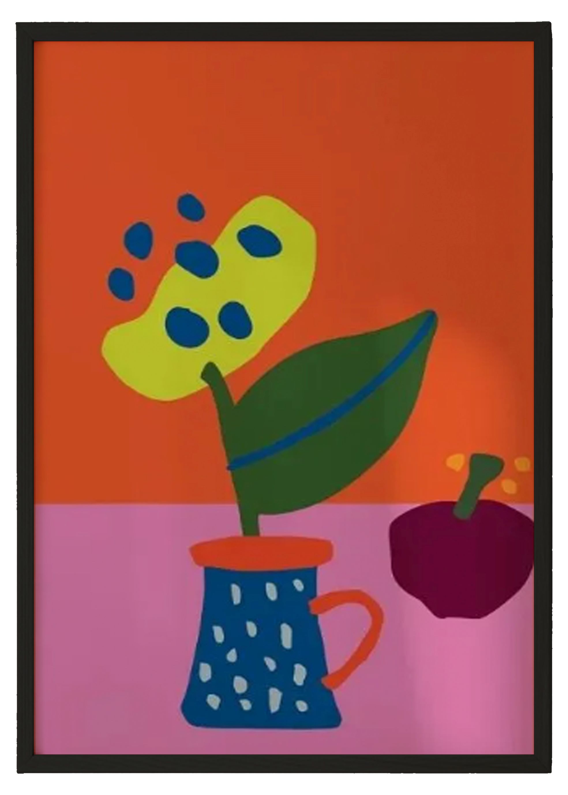 Abstract Still Life Artwork – Bold Wall Art with Abstract Florals and Fruit 0