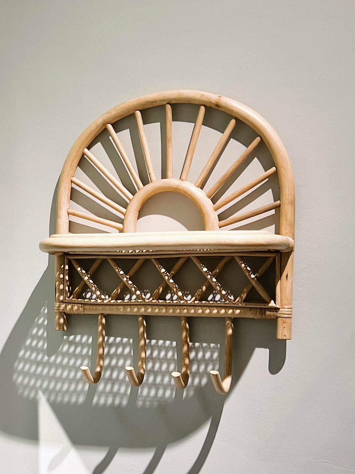 Sunny Bamboo Shelf - Cane - 4 Hangers 2