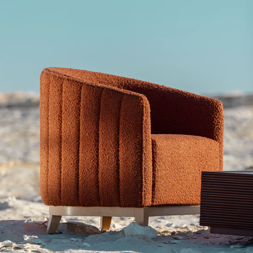 Flutes Lounge Chair - Fully Upholstered - Beech Wooden Legs 6