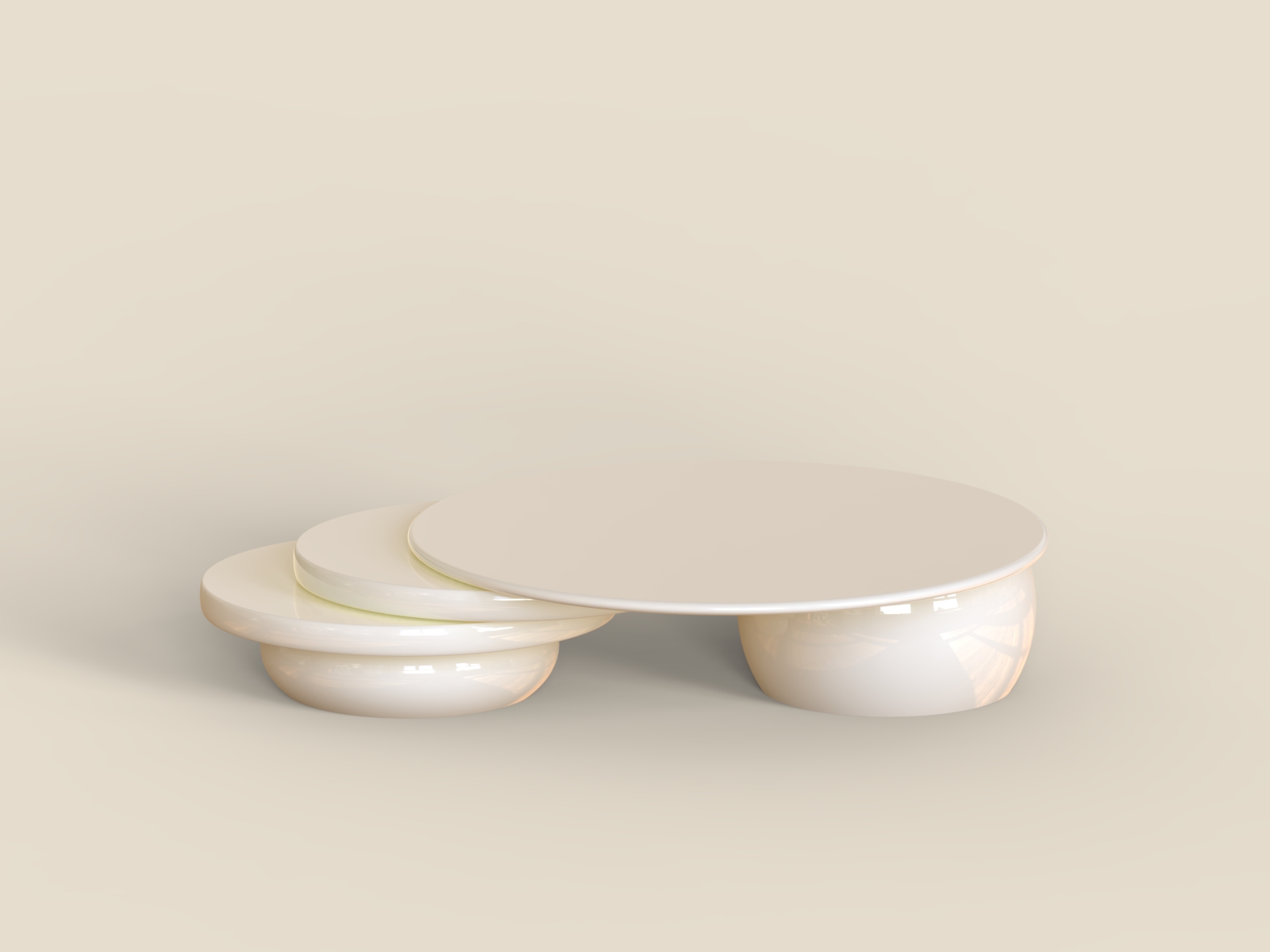 Rock Stack Coffee Table - Cream Round Design 0