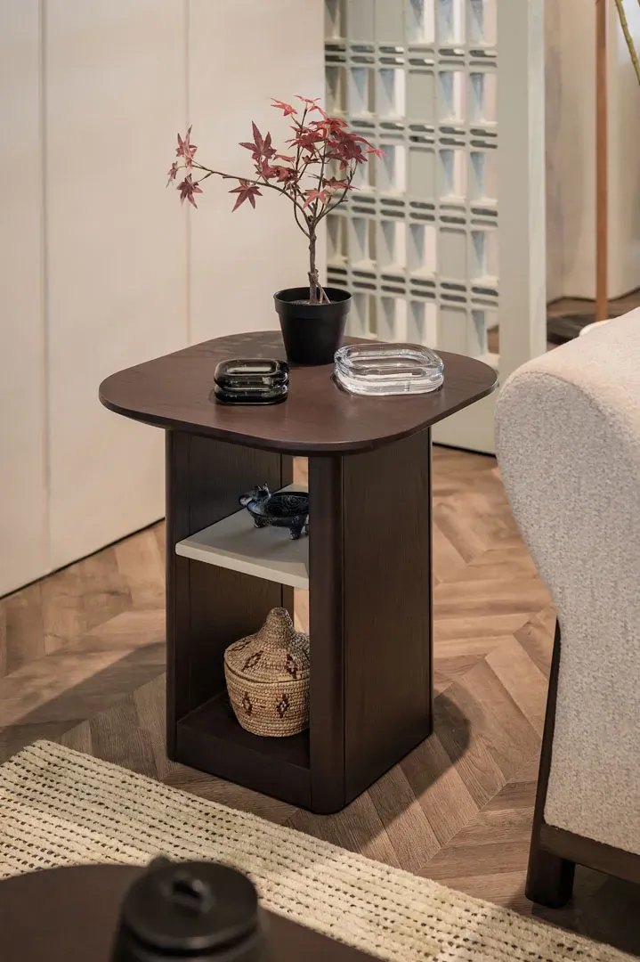 Side Table Tower - Wooden Structure - Shelves - Square Top 1