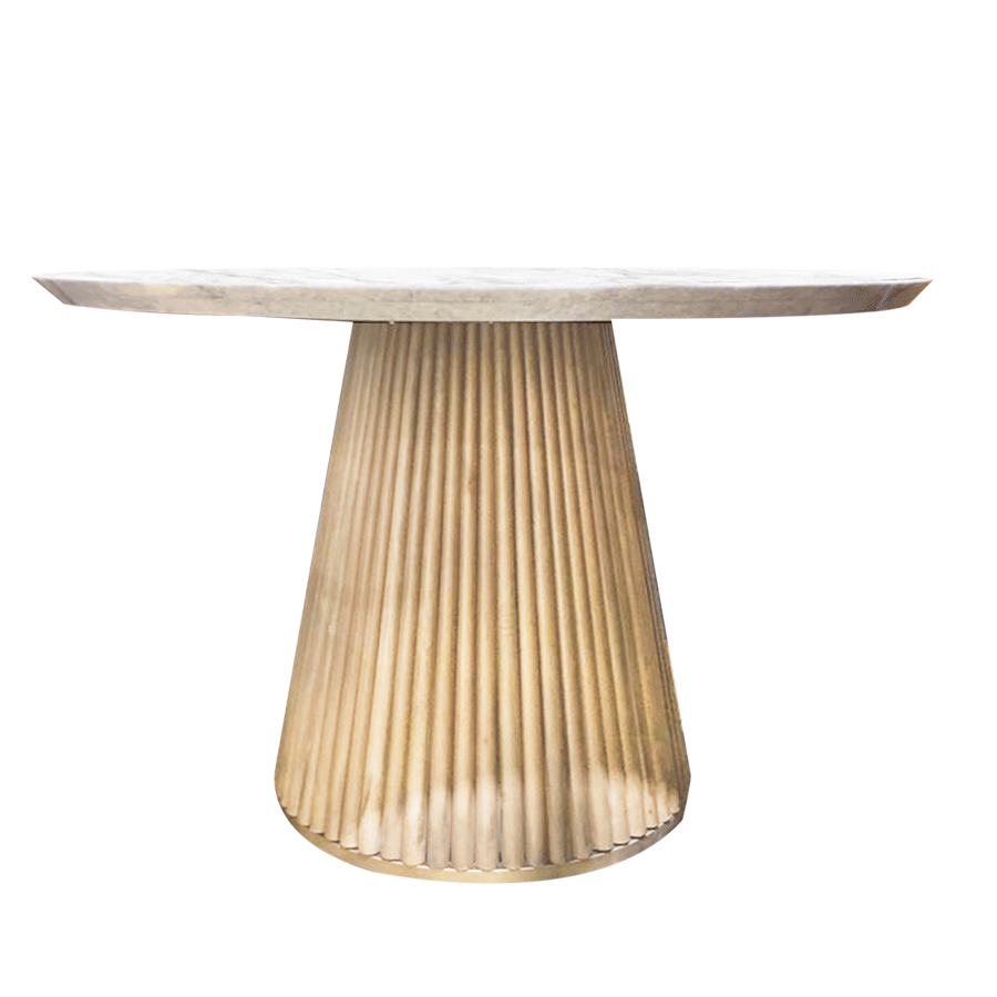 Lauren Ribbed Dining Table With Wooden Base and Marble Top 1