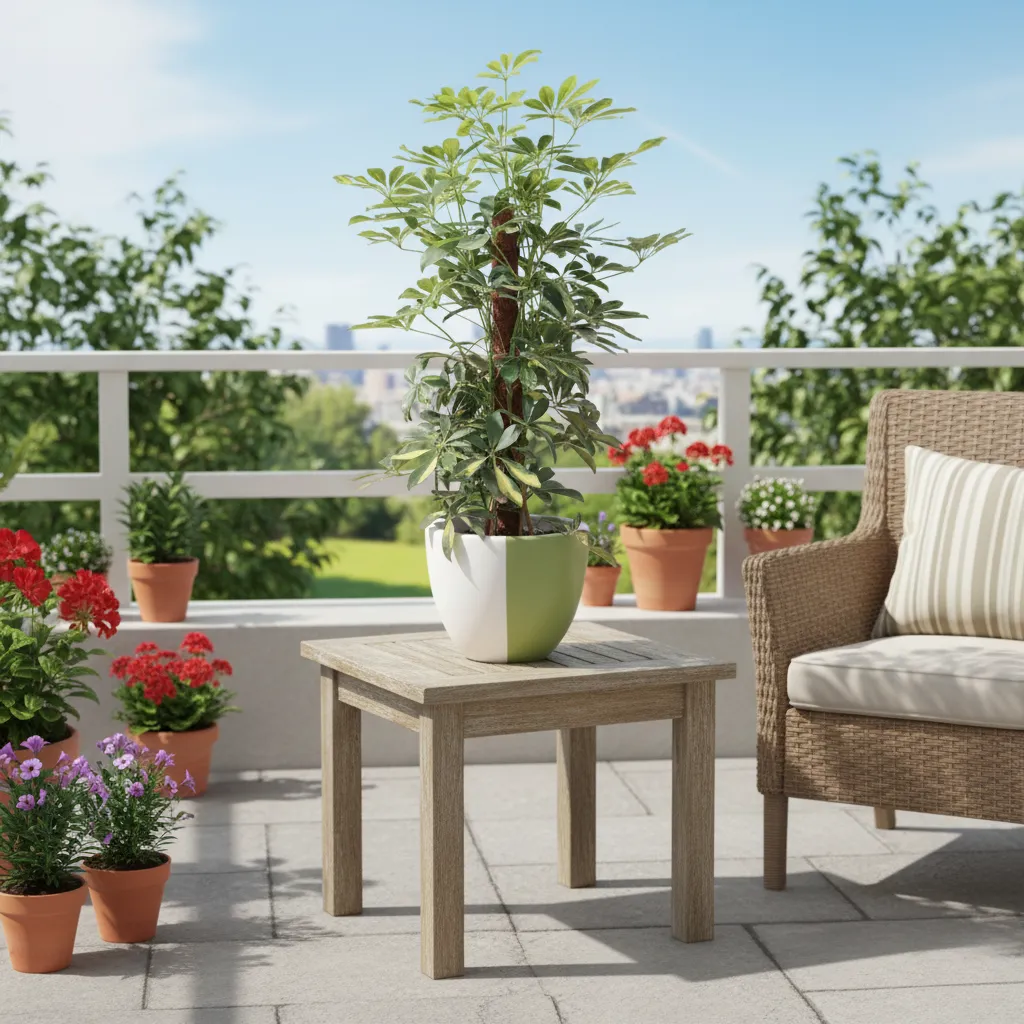 Schefflera with Green & White Pot 1