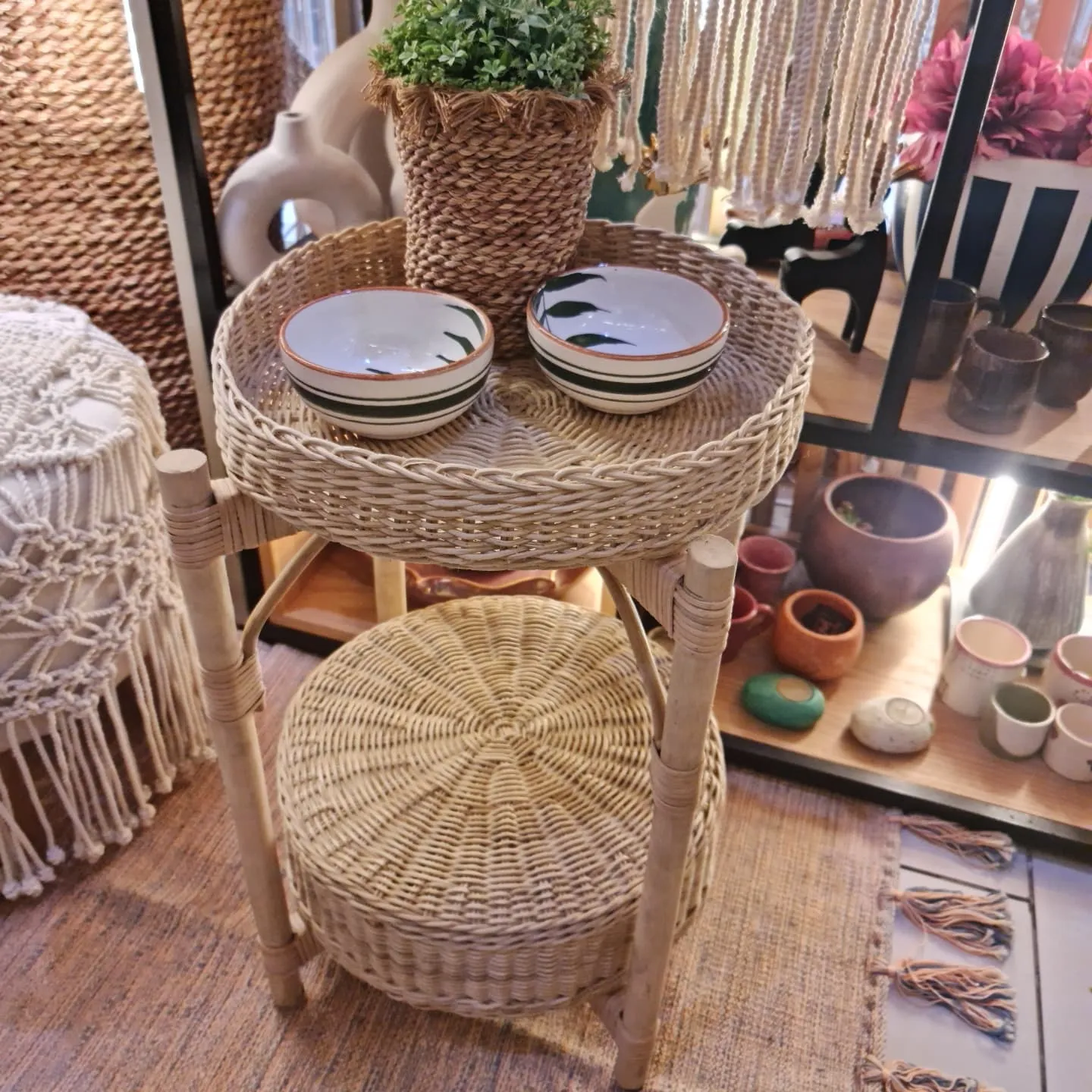Bamboo Side Table With Shelf 3