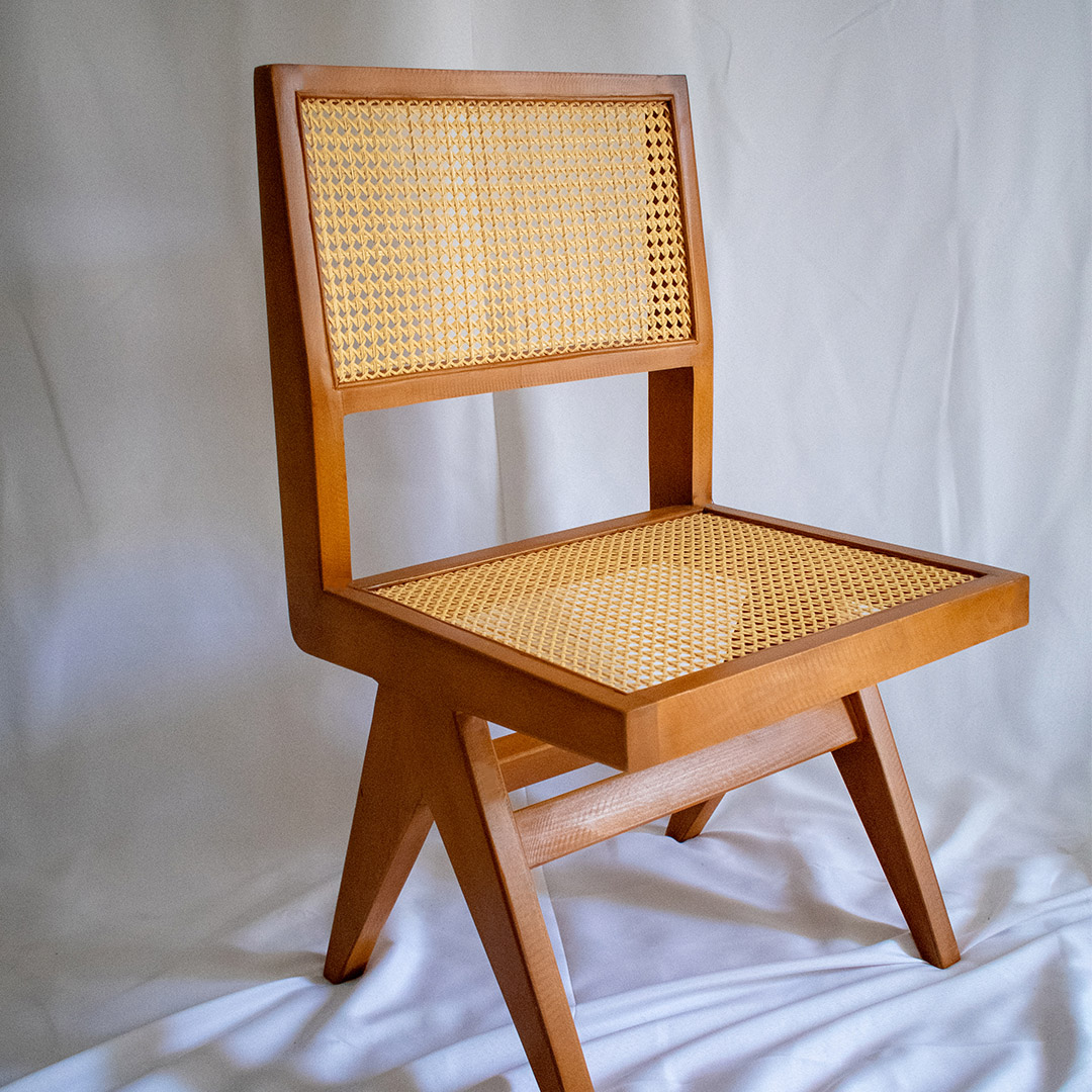 Armless V Chair - Cane And Beech Wood 0