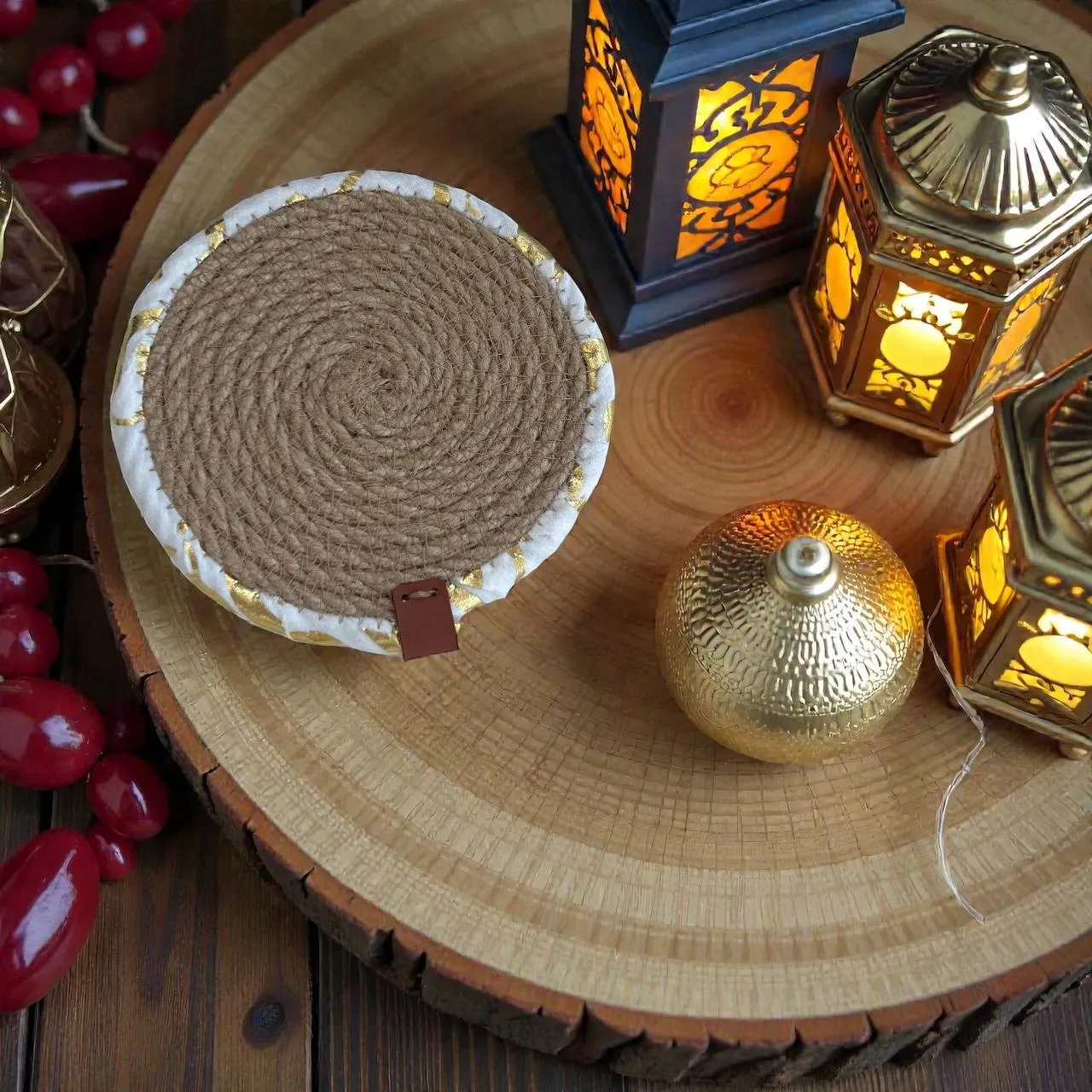 Ramadan Round Jute Coaster 3
