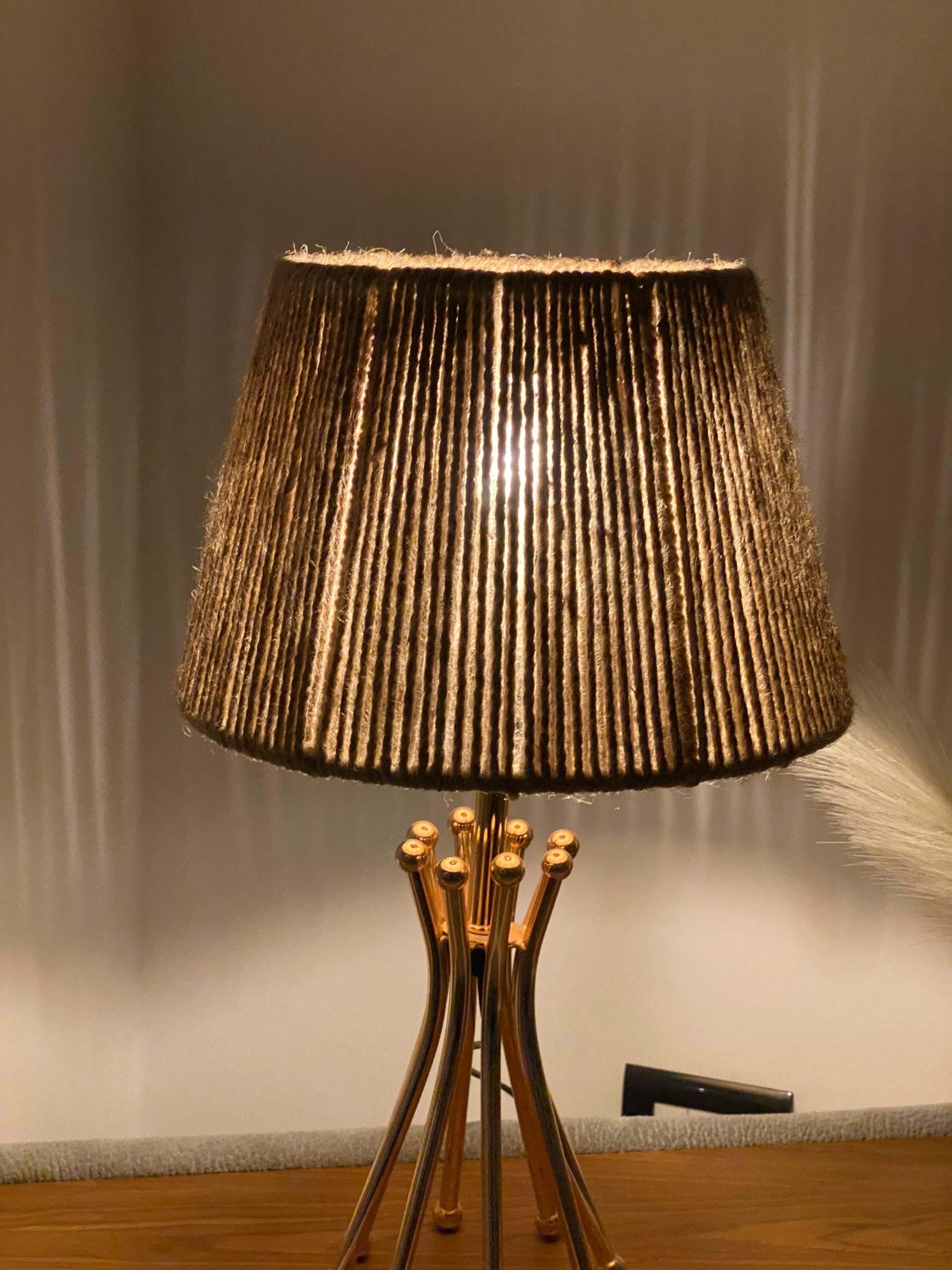 Burlap Table Lamp - Natural Shade with Gold Accent Base - TBM03 1