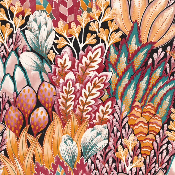 Casamance Wallpaper-Aviccenia(Fuschia/Ochre) 0