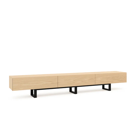 Barrosa Sleek Wooden TV Unit – Metal Base - Storage Drawers 0