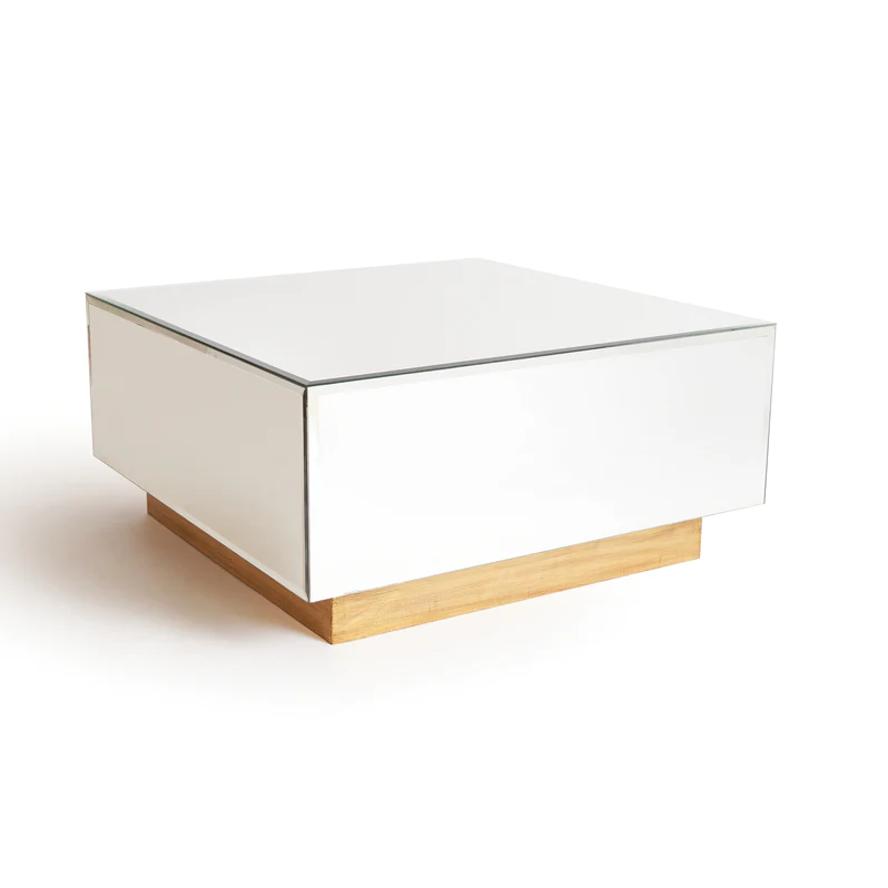 Mirrored Coffee Table With Gilded Wood Base 0