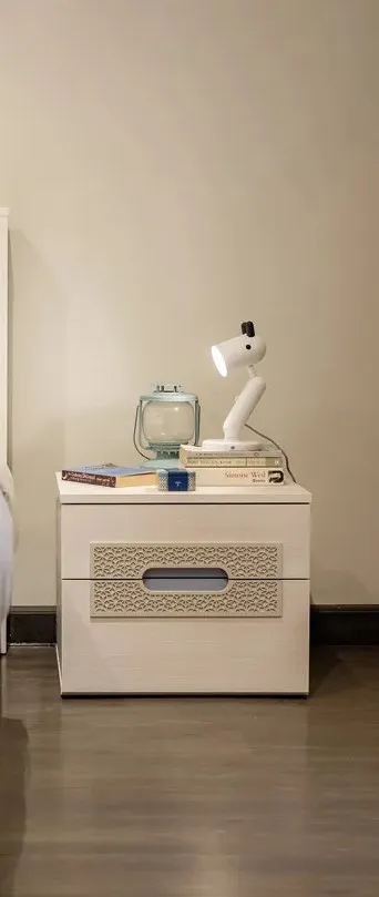 Moon Night stand With 2 Patterned Drawers - White Color 1
