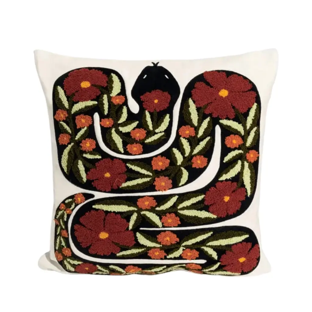 Woven Rebirth Cushion – Tufted Serpent Design image