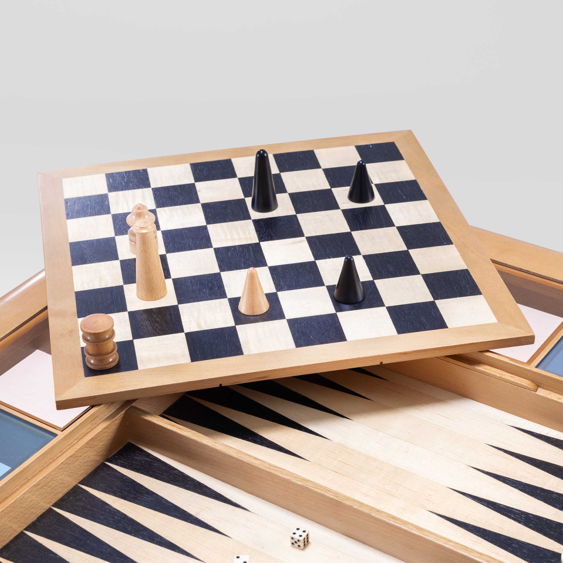 XO Multi-Game Beech Veneer Table With Tinted Glass 1