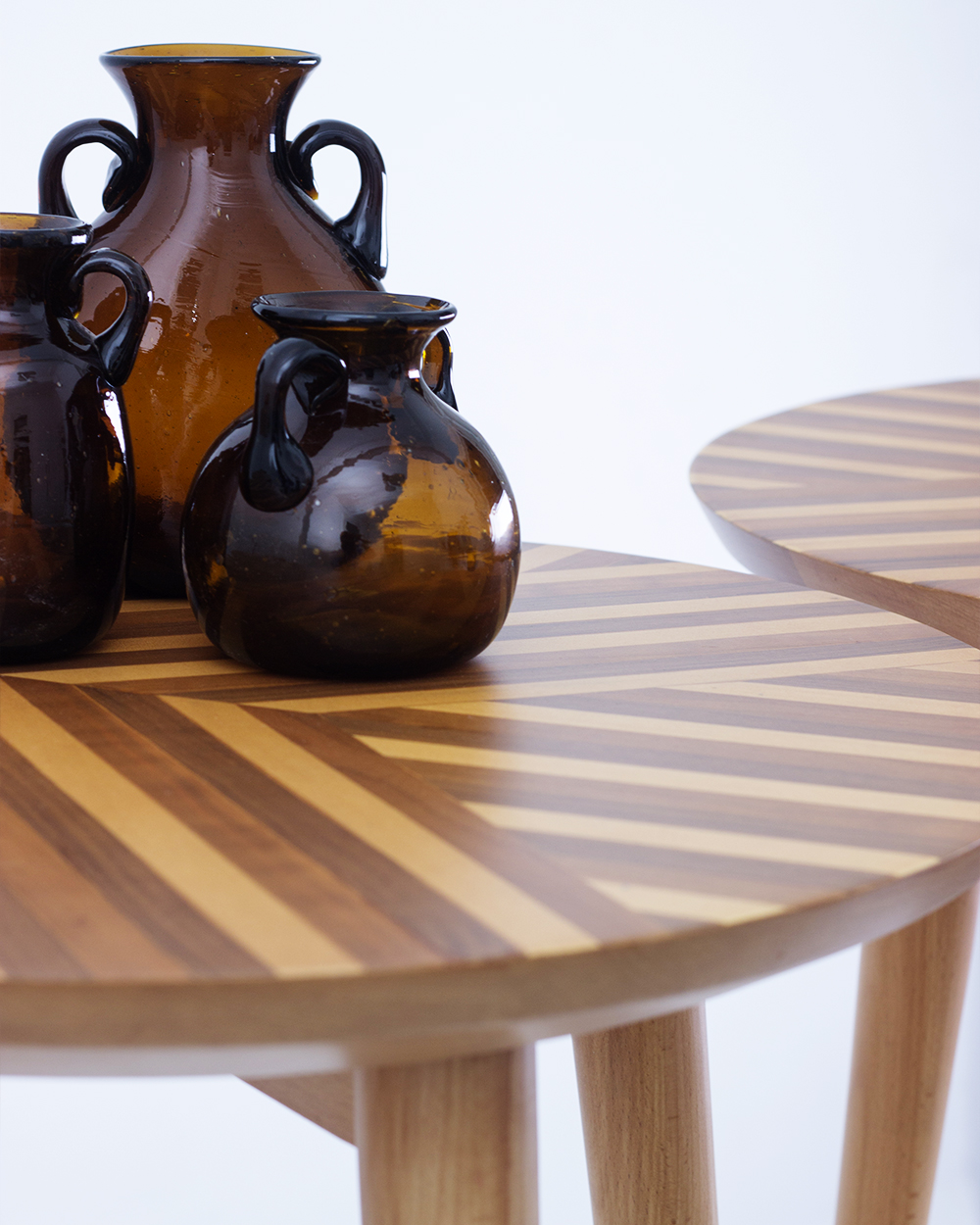 Geo Coffee Table Set of 3 - Walnut With Cherry & Oak Veneer 2