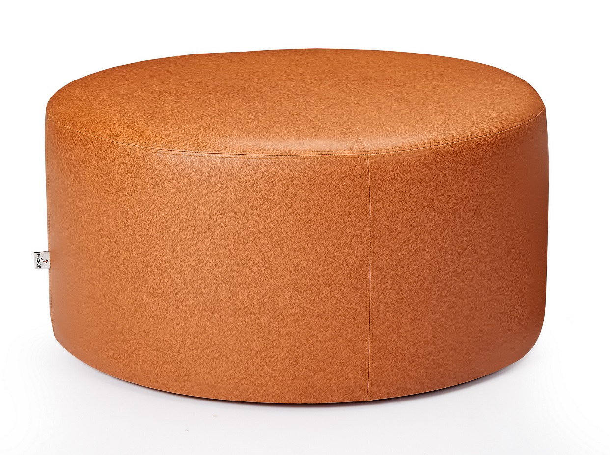 Round Leather Pouf 0