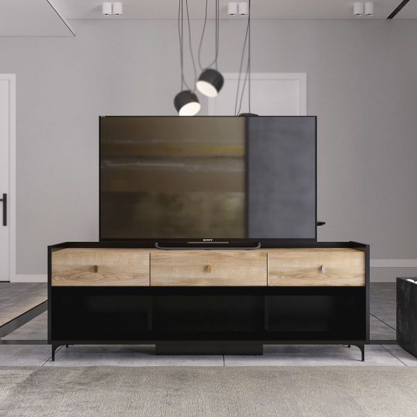 Modern Industrial TV Unit With Drawers 0