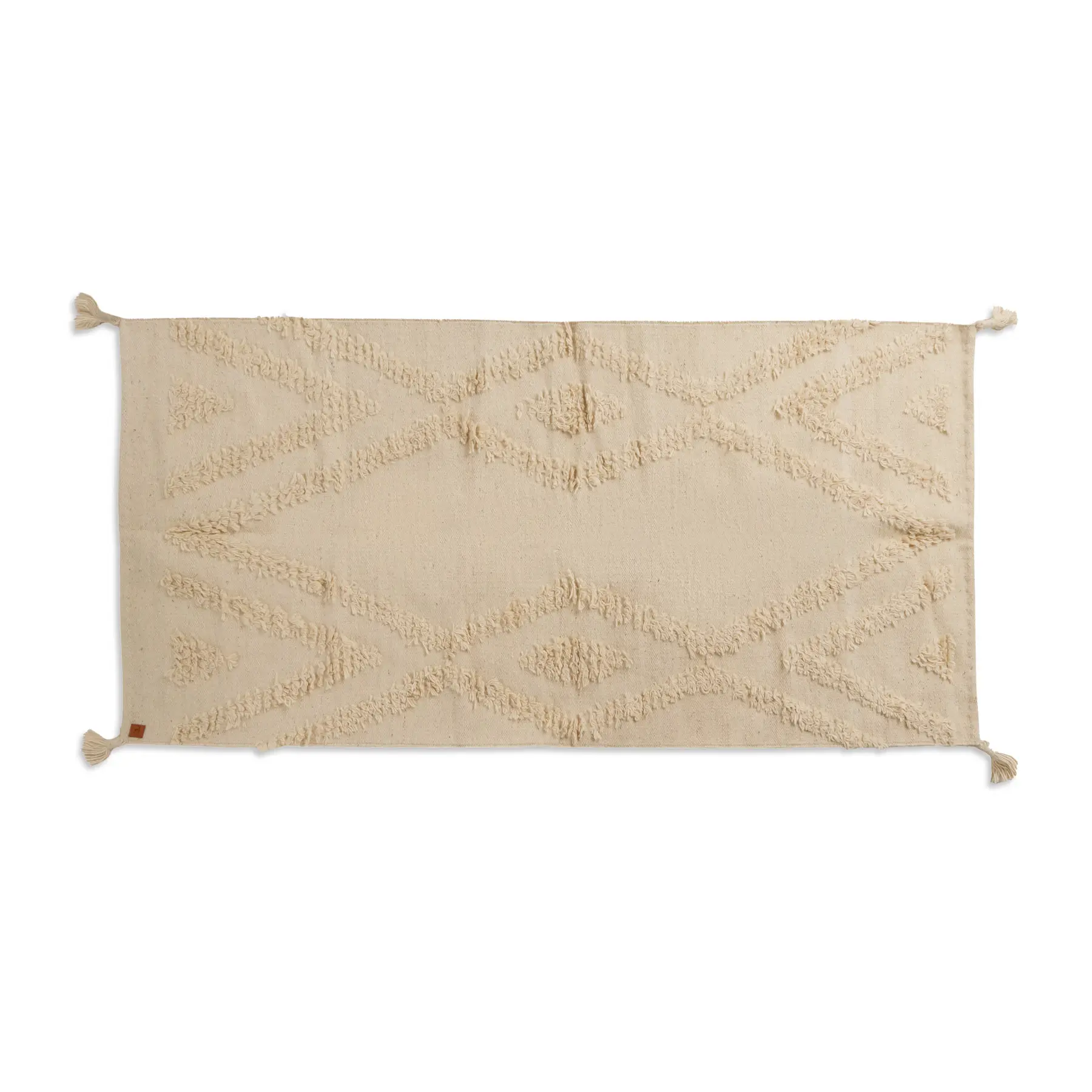 Ivory Hand-Loomed Wool Rug on Soft Cotton Base With Minimalist Pattern 0