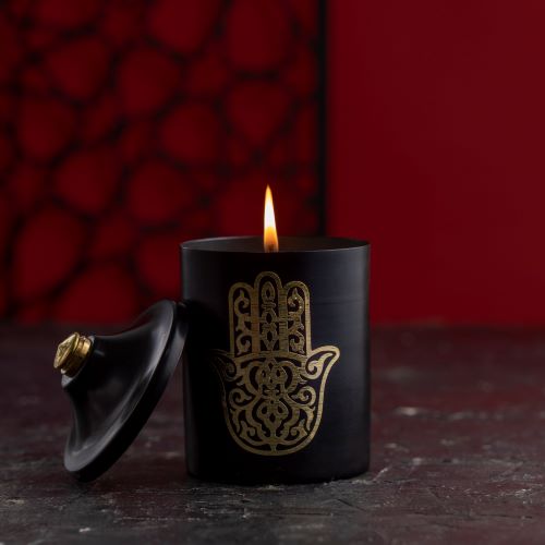 Eucalyptus & Lavender Scented Pyramid Candle Cup Black 1