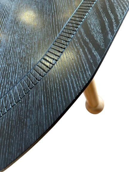 Bombona Black Oval Dining Table With Sculpted Wooden Legs 1