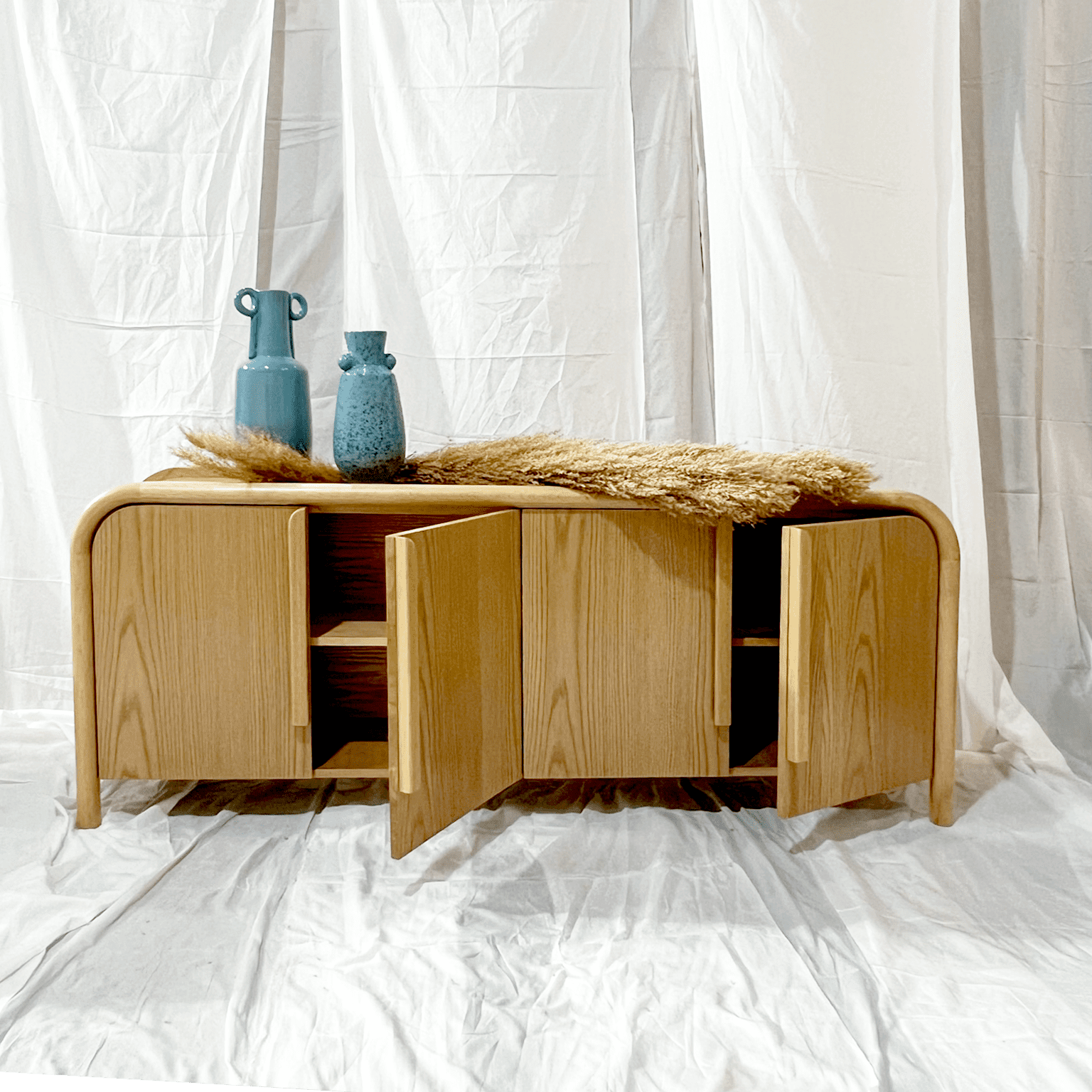 Curva Minimalist Wooden TV Unit - Rounded Edges Design 1