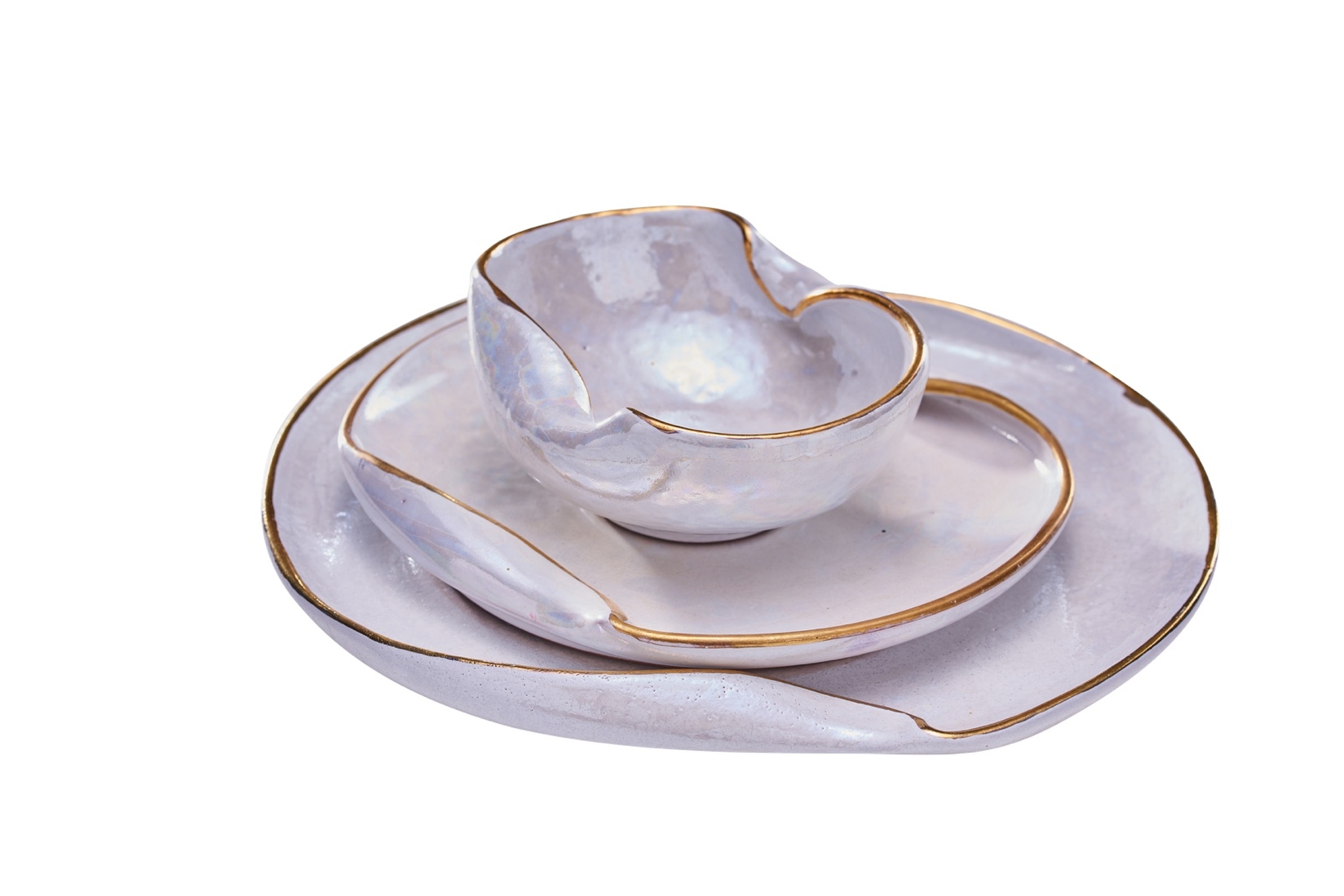 Gi Designs Wave Set White & Gold 3pcs 0