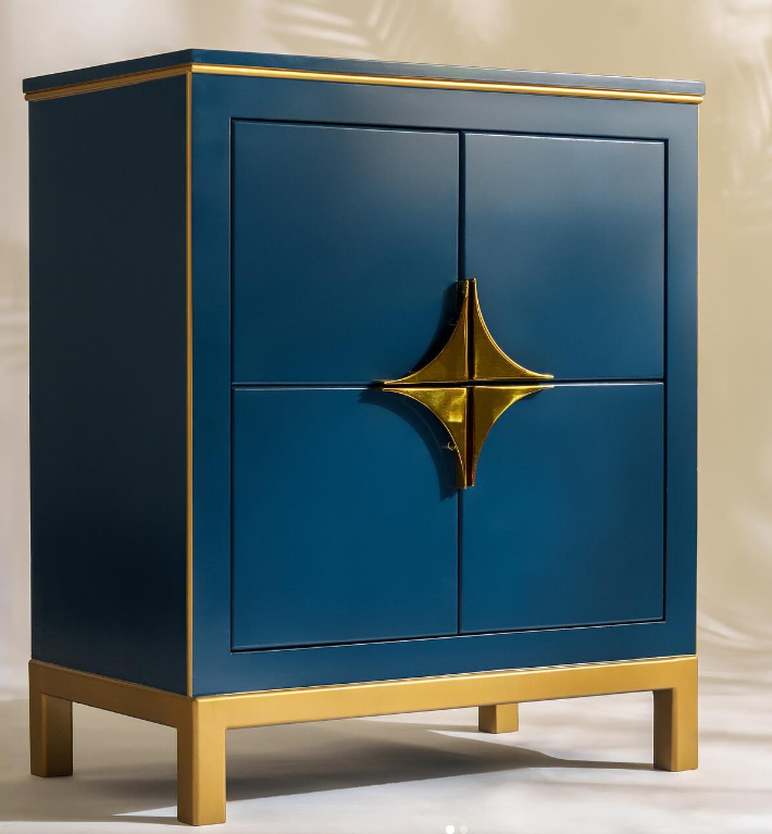 Diamond Cabinet with Shelves & Gold Star-Shaped Knob 0