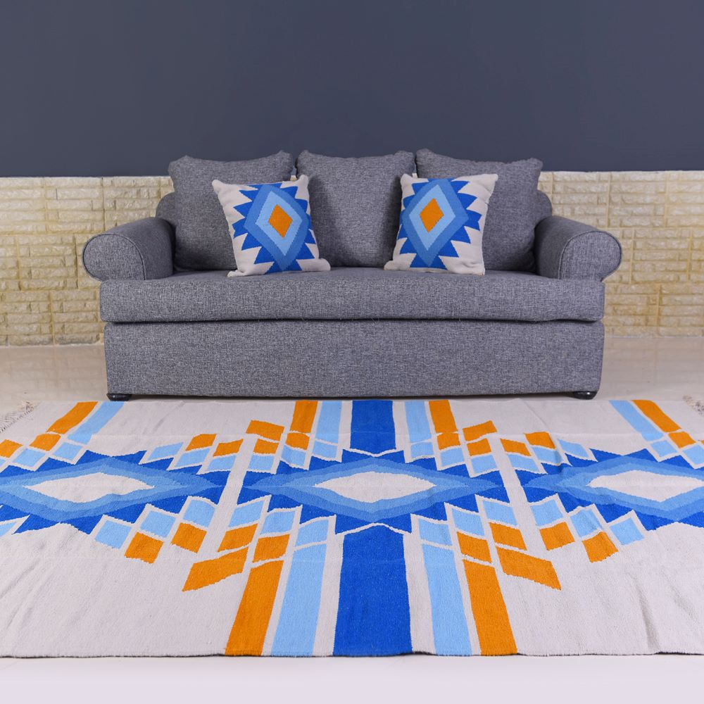 Summer Vibes Kilim Rug–  Handwoven Statement Inspired by Sunshine and the Sea 0