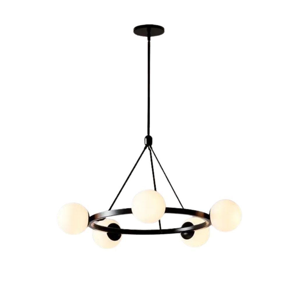 نجفة مودرن معدن أسود بـ٥ كرات زجاج أوبال - YL743 0