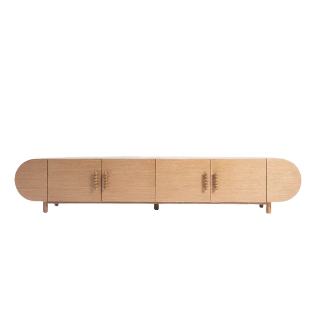 Bubbles TV Unit - Oak Veneer with Turnery Handles 0