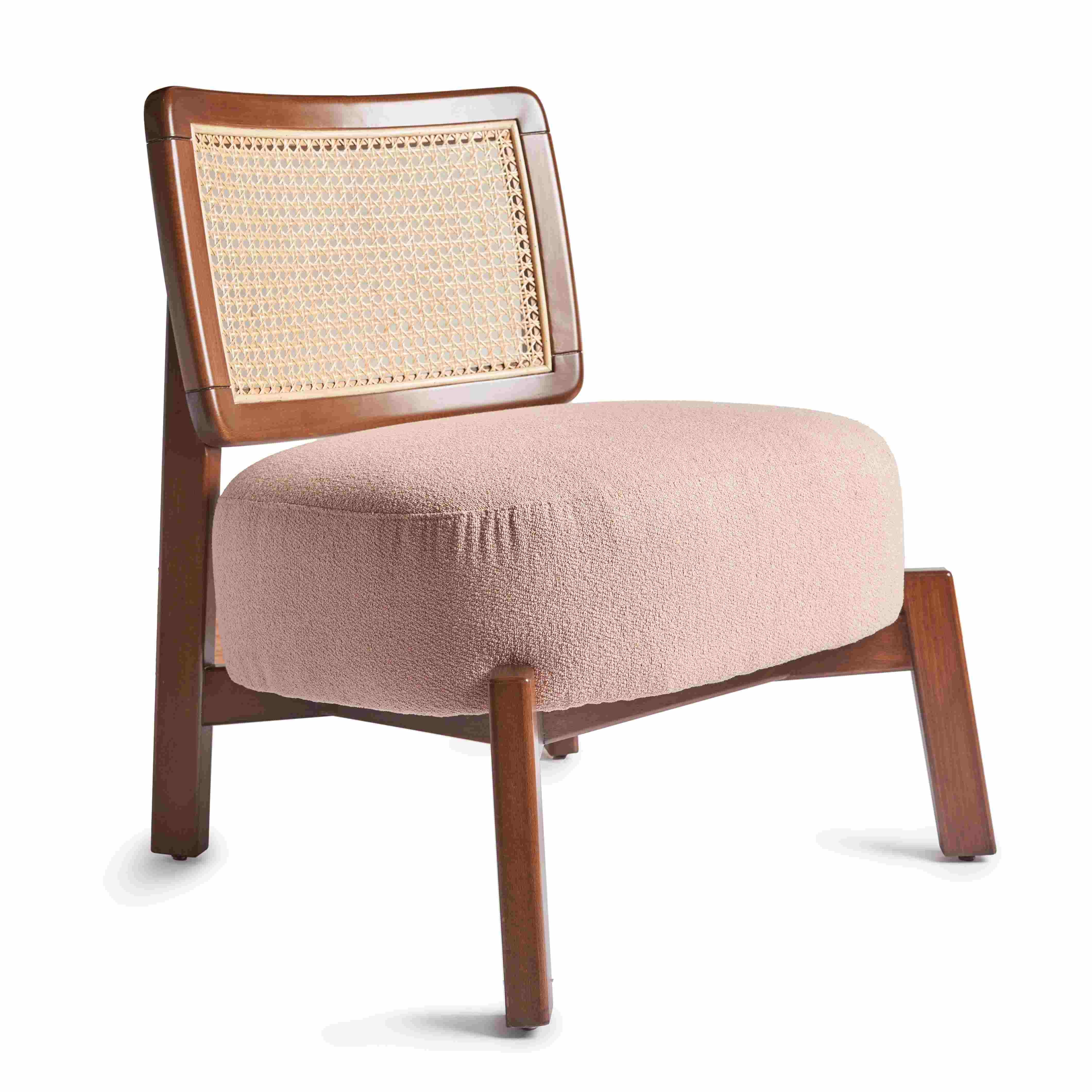 Mellow Wooden Chair – Cushioned Seat With Cane Backrest 1