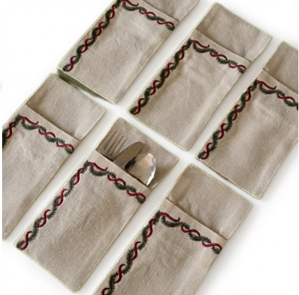 Christmas Garland Cutlery Holder Set 0